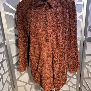 Verve USA Brown Textured Teddy Coat Jacket — Size Large